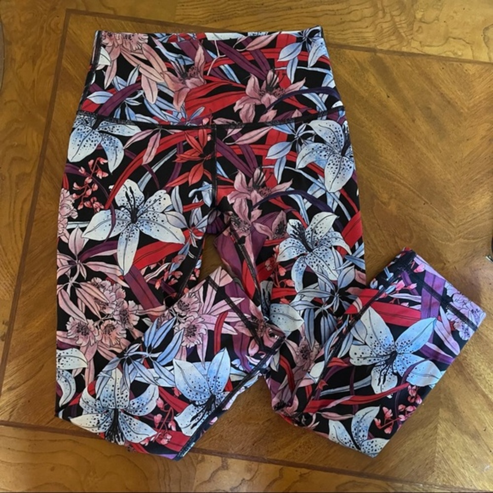 lululemon athletica Floral Print Leggings - Red, Pink, Black